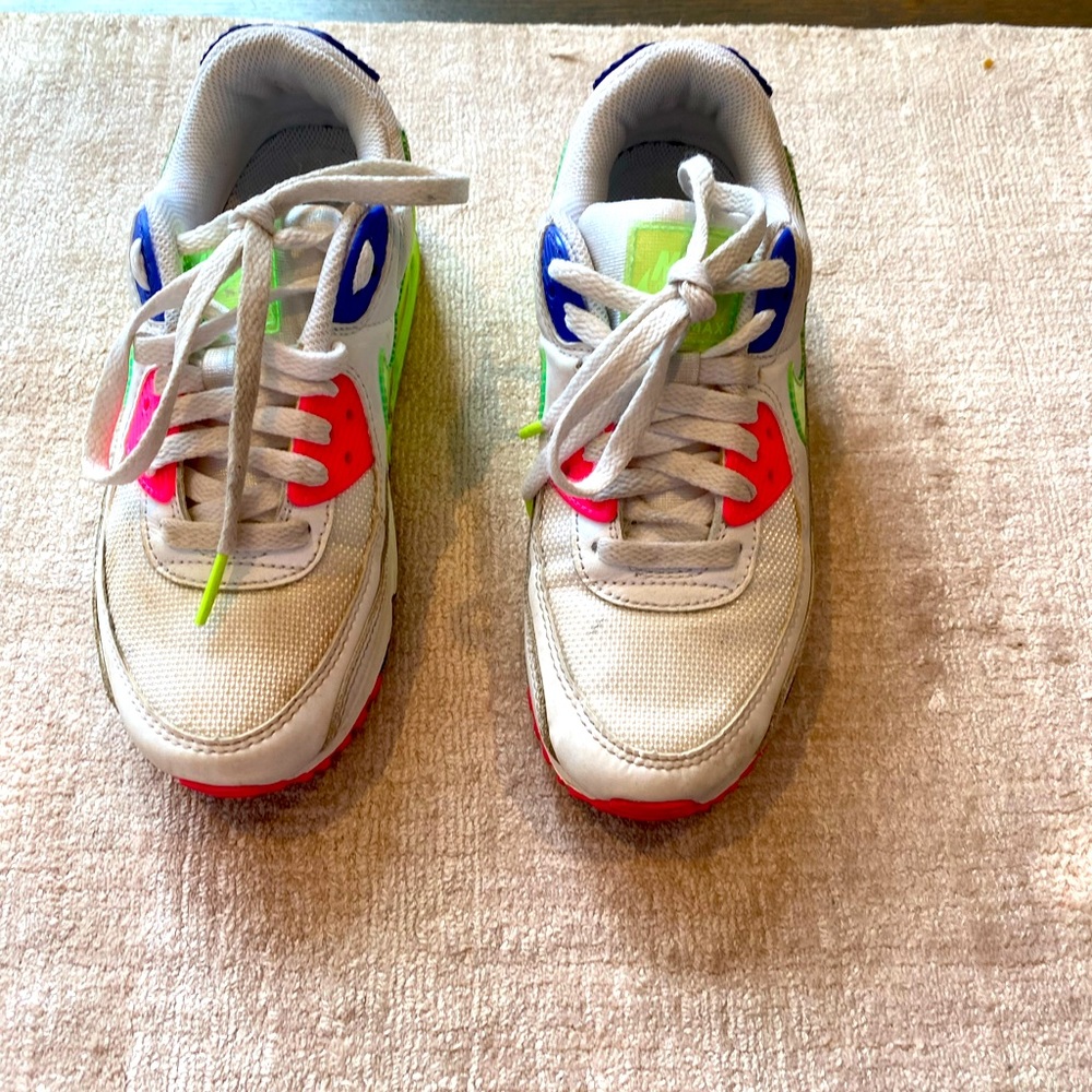 Nike air maxes in pink, green, and blue